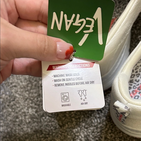 NWT White Slip-On Sneakers with Leopard Print Interior - Picture 10 of 12